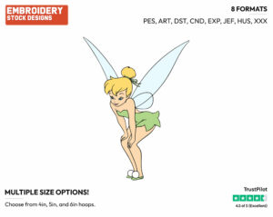 Bending Down - Disney's Peter Pan & Tinker Bell - Embroidery Design in 3 sizes & 8 formats