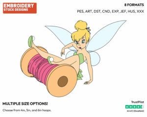 Tinker Bell, Thread Spool - Disney's Peter Pan & Tinker Bell - Embroidery Design in 3 sizes & 8 formats