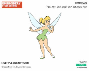 Tinker Bell Posing - Disney's Peter Pan & Tinker Bell - Embroidery Design in 3 sizes & 8 formats