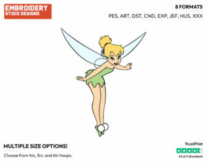 Tinker Bell - Disney's Peter Pan & Tinker Bell - Embroidery Design in 3 sizes & 8 formats