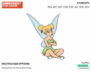 Tinker Bell Pouting - Disney's Peter Pan & Tinker Bell - Embroidery Design in 3 sizes & 8 formats