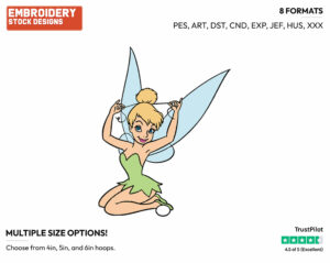 Tying Her Hair With A Ribbon - Disney's Peter Pan & Tinker Bell - Embroidery Design in 3 sizes & 8 formats
