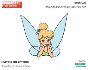 Resting Her Face In Her Hands - Disney's Peter Pan & Tinker Bell - Embroidery Design in 3 sizes & 8 formats