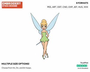 Tinker Bell Holding Her Wand - Disney's Peter Pan & Tinker Bell - Embroidery Design in 3 sizes & 8 formats