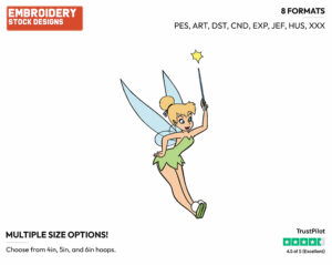 Tinker Bell Waving Wand - Disney's Peter Pan & Tinker Bell - Embroidery Design in 3 sizes & 8 formats