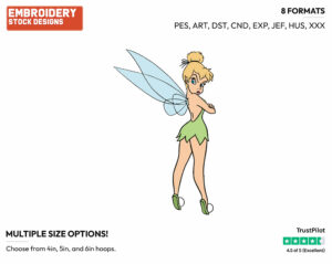 Pouting - Disney's Peter Pan & Tinker Bell - Embroidery Design in 3 sizes & 8 formats
