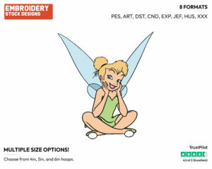 Tinker Bell Smiling - Disney's Peter Pan & Tinker Bell - Embroidery Design in 3 sizes & 8 formats