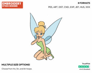 Coy Tinker Bell - Disney's Peter Pan & Tinker Bell - Embroidery Design in 3 sizes & 8 formats