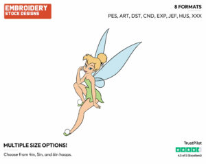 Tinker Bell Posing - Disney's Peter Pan & Tinker Bell - Embroidery Design in 3 sizes & 8 formats