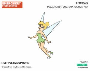 Smiling - Disney's Peter Pan & Tinker Bell - Embroidery Design in 3 sizes & 8 formats