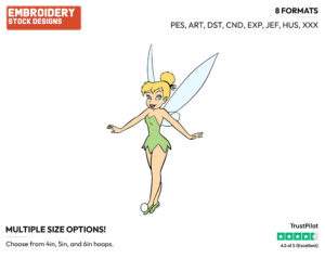 Cheerful - Disney's Peter Pan & Tinker Bell - Embroidery Design in 3 sizes & 8 formats