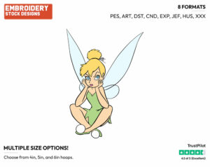 Pouting - Disney's Peter Pan & Tinker Bell - Embroidery Design in 3 sizes & 8 formats