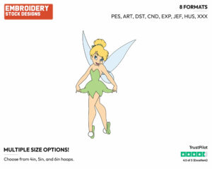 Tinker Bell Curtseying - Disney's Peter Pan & Tinker Bell - Embroidery Design in 3 sizes & 8 formats
