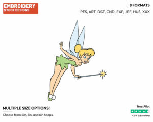 Tinker Bell Waving Wand - Disney's Peter Pan & Tinker Bell - Embroidery Design in 3 sizes & 8 formats