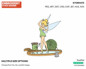 Tinker Bell Admiring Herself In Mirror - Disney's Peter Pan & Tinker Bell - Embroidery Design in 3 sizes & 8 formats