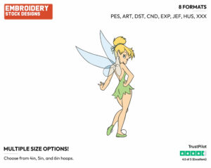 Tinker Bell Back View - Disney's Peter Pan & Tinker Bell - Embroidery Design in 3 sizes & 8 formats