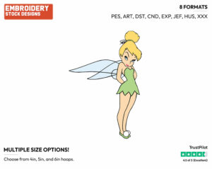 Shy - Disney's Peter Pan & Tinker Bell - Embroidery Design in 3 sizes & 8 formats