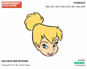 Tinker Bell's Face - Disney's Peter Pan & Tinker Bell - Embroidery Design in 3 sizes & 8 formats