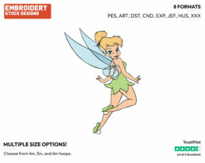 Back View - Disney's Peter Pan & Tinker Bell - Embroidery Design in 3 sizes & 8 formats