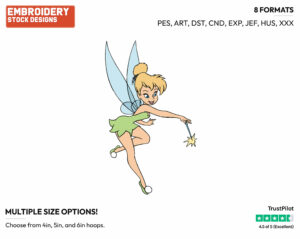Waving Wand - Disney's Peter Pan & Tinker Bell - Embroidery Design in 3 sizes & 8 formats