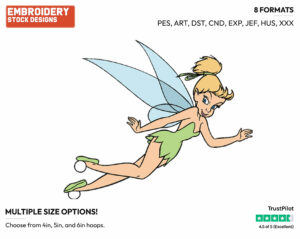 Flying - Disney's Peter Pan & Tinker Bell - Embroidery Design in 3 sizes & 8 formats
