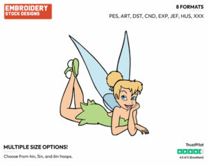 Relaxed Tinker Bell - Disney's Peter Pan & Tinker Bell - Embroidery Design in 3 sizes & 8 formats
