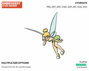Tinker Bell Flying - Disney's Peter Pan & Tinker Bell - Embroidery Design in 3 sizes & 8 formats