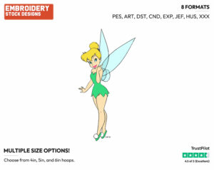 Tinker Bell - Disney's Peter Pan & Tinker Bell - Embroidery Design in 3 sizes & 8 formats