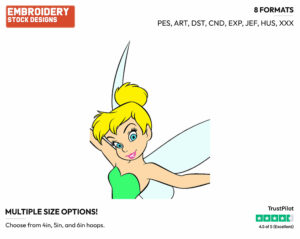 Tinker Bell - Disney's Peter Pan & Tinker Bell - Embroidery Design in 3 sizes & 8 formats