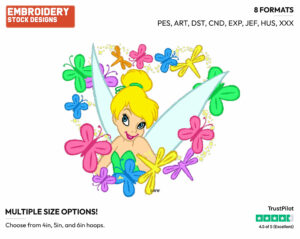 Tinker Bell's Face - Disney's Peter Pan & Tinker Bell - Embroidery Design in 3 sizes & 8 formats