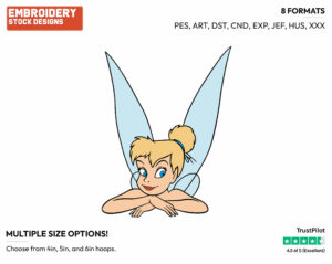 Tinker Bell's Face - Disney's Peter Pan & Tinker Bell - Embroidery Design in 3 sizes & 8 formats