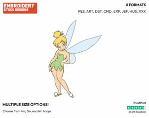 Tinker Bell Posing - Disney's Peter Pan & Tinker Bell - Embroidery Design in 3 sizes & 8 formats
