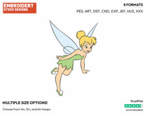 Tinker Bell - Disney's Peter Pan & Tinker Bell - Embroidery Design in 3 sizes & 8 formats