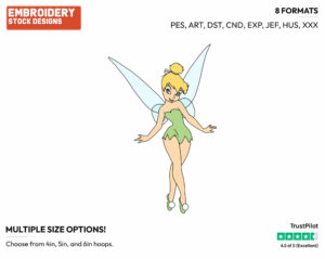 Tinker Bell Strutting - Disney's Peter Pan & Tinker Bell - Embroidery Design in 3 sizes & 8 formats