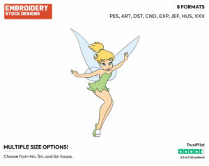 Tinker Bell Flying - Disney's Peter Pan & Tinker Bell - Embroidery Design in 3 sizes & 8 formats