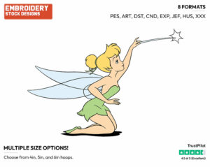 Tinker Bell Waving Her Wand - Disney's Peter Pan & Tinker Bell - Embroidery Design in 3 sizes & 8 formats