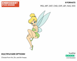 Tinker Bell - Disney's Peter Pan & Tinker Bell - Embroidery Design in 3 sizes & 8 formats