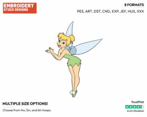 Tinker Bell Clapping Her Hands - Disney's Peter Pan & Tinker Bell - Embroidery Design in 3 sizes & 8 formats