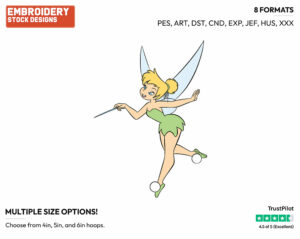 Tinker Bell Waving Her Wand - Disney's Peter Pan & Tinker Bell - Embroidery Design in 3 sizes & 8 formats