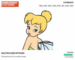 Tinker Bell's Face - Disney's Peter Pan & Tinker Bell - Embroidery Design in 3 sizes & 8 formats