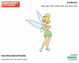 Tinker Bell Pouting - Disney's Peter Pan & Tinker Bell - Embroidery Design in 3 sizes & 8 formats