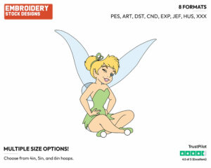 Tinker Bell Winking - Disney's Peter Pan & Tinker Bell - Embroidery Design in 3 sizes & 8 formats
