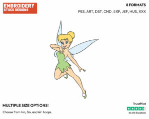 Tinker Bell Flying - Disney's Peter Pan & Tinker Bell - Embroidery Design in 3 sizes & 8 formats