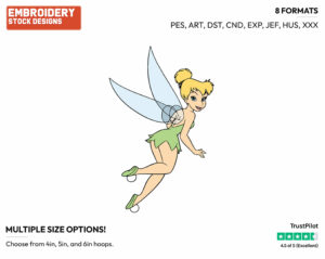 Tinker Bell Back View - Disney's Peter Pan & Tinker Bell - Embroidery Design in 3 sizes & 8 formats