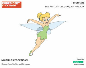 Happy Tinker Bell - Disney's Peter Pan & Tinker Bell - Embroidery Design in 3 sizes & 8 formats