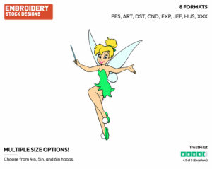 Tinker Bell, Wand - Disney's Peter Pan & Tinker Bell - Embroidery Design in 3 sizes & 8 formats
