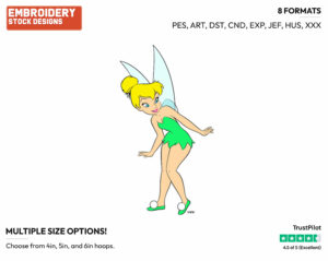 Tinker Bell - Disney's Peter Pan & Tinker Bell - Embroidery Design in 3 sizes & 8 formats