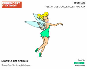 Tinker Bell Winking - Disney's Peter Pan & Tinker Bell - Embroidery Design in 3 sizes & 8 formats