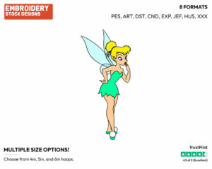 Surprised Tinker Bell - Disney's Peter Pan & Tinker Bell - Embroidery Design in 3 sizes & 8 formats