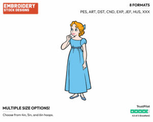 Wendy - Disney's Peter Pan & Tinker Bell - Embroidery Design in 3 sizes & 8 formats